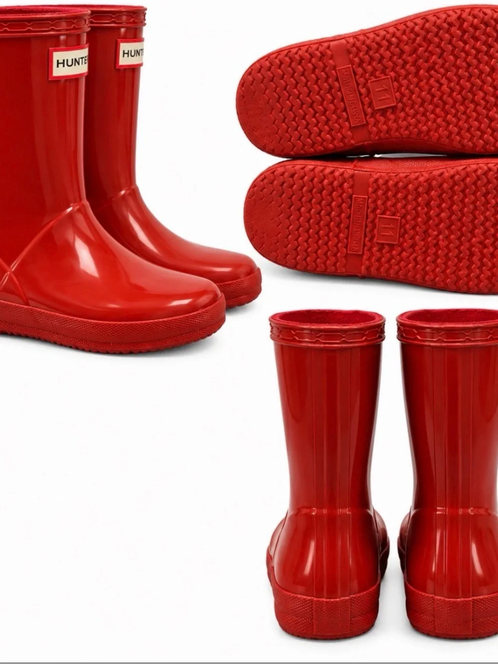 Hunter Kids Bright Red Waterproof Rain Boots